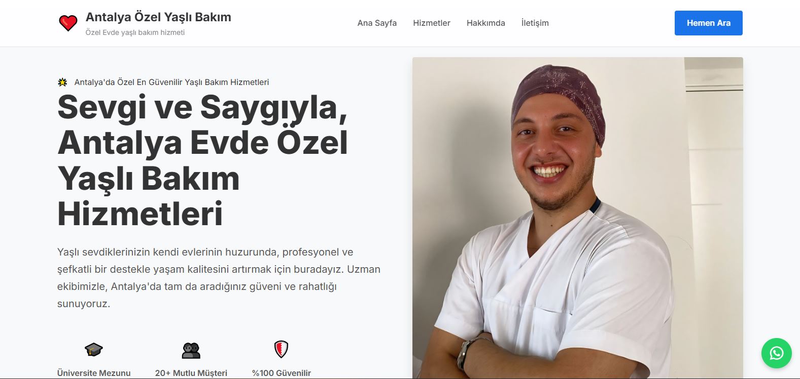 Antalya Yaşlı Bakım Kurumsal Web Sitesi